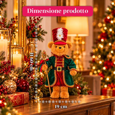 Kerstbeer als soldaat, kerstdecoratie, 2 kleuren, hoogte 60 cm, polyester, met hoed, mantel en stok