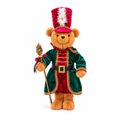 Kerstbeer als soldaat, kerstdecoratie, 2 kleuren, hoogte 60 cm, polyester, met hoed, mantel en stok