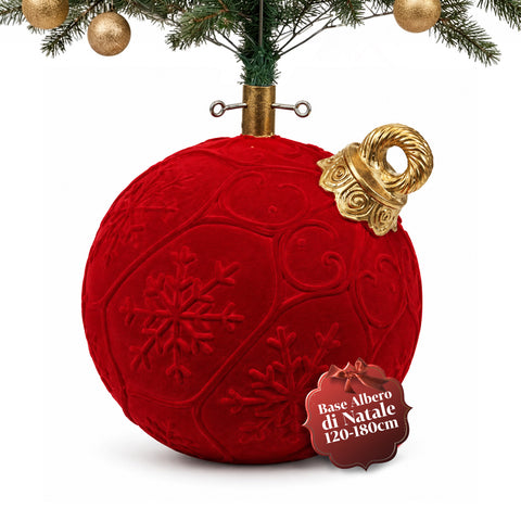 Voet voor kerstboom in de vorm van een rode bal Ø42 cm met fluweeleffect