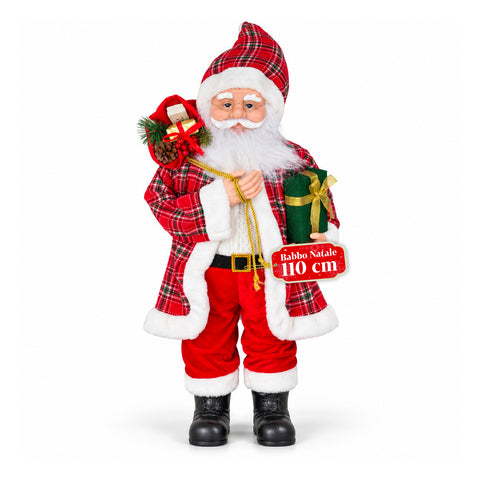 Kerstfiguur Kerstman en Kerstvrouw h110cm, decoratie voor huis, winkel en etalage, 2 varianten om uit te kiezen met dennentakjes en dennenappels