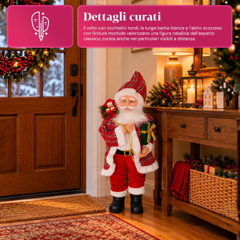 Kerstfiguur Kerstman en Kerstvrouw h110cm, decoratie voor huis, winkel en etalage, 2 varianten om uit te kiezen met dennentakjes en dennenappels