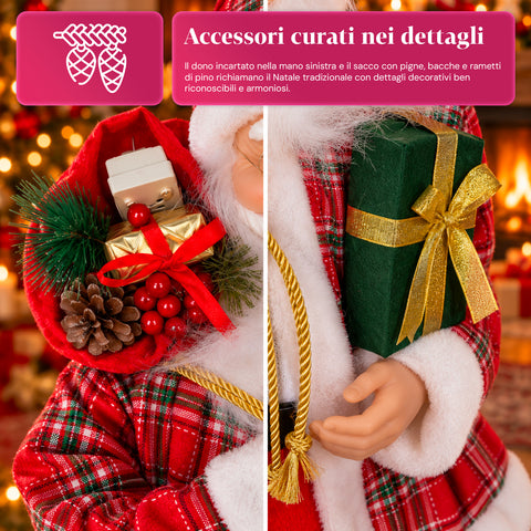 Kerstfiguur Kerstman en Kerstvrouw h110cm, decoratie voor huis, winkel en etalage, 2 varianten om uit te kiezen met dennentakjes en dennenappels