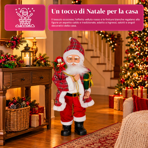 Kerstfiguur Kerstman en Kerstvrouw h110cm, decoratie voor huis, winkel en etalage, 2 varianten om uit te kiezen met dennentakjes en dennenappels