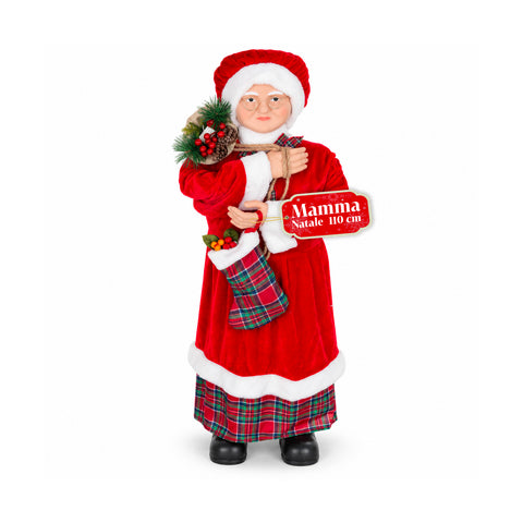 Kerstfiguur Kerstman en Kerstvrouw h110cm, decoratie voor huis, winkel en etalage, 2 varianten om uit te kiezen met dennentakjes en dennenappels
