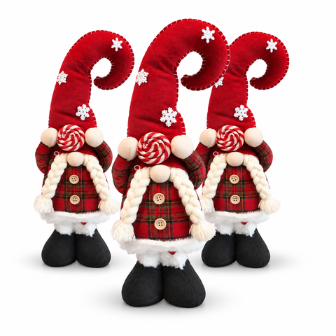 Uitschuifbare kerstkabouter 60-80 cm, decoratie van tartanstof