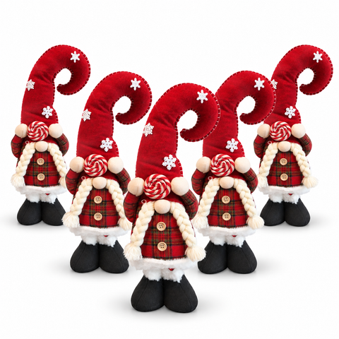 Uitschuifbare kerstkabouter 60-80 cm, decoratie van tartanstof