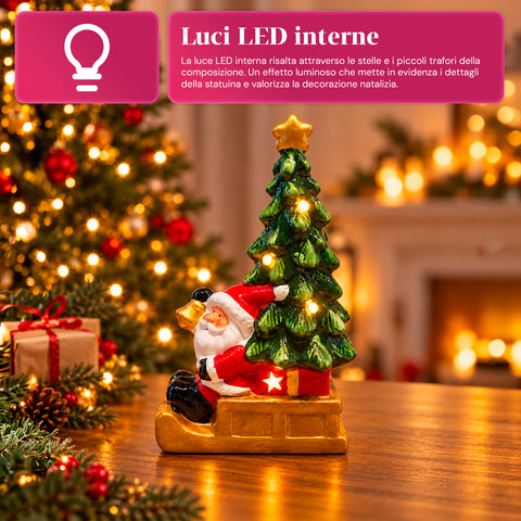 Lichtgevend keramieken kerstbeeldje van 26 cm met ledverlichting, 10 figuren