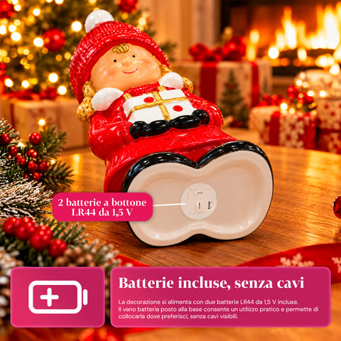 Lichtgevend keramieken kerstbeeldje van 26 cm met ledverlichting, 10 figuren