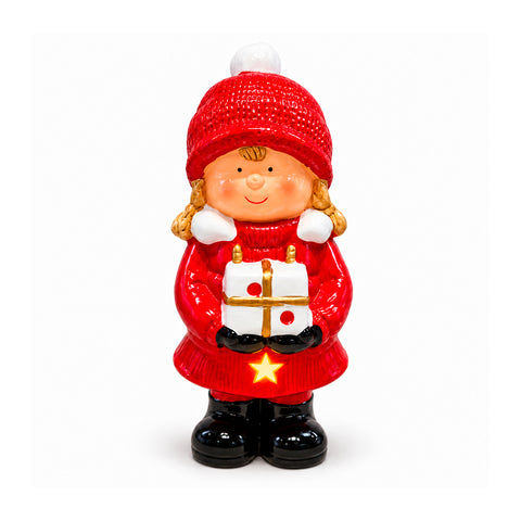 Lichtgevend keramieken kerstbeeldje van 26 cm met ledverlichting, 10 figuren