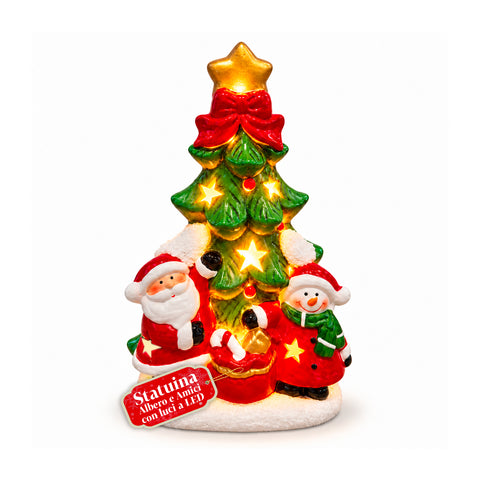 Lichtgevend keramieken kerstbeeldje van 26 cm met ledverlichting, 10 figuren