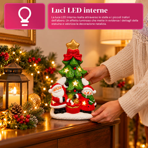 Lichtgevend keramieken kerstbeeldje van 26 cm met ledverlichting, 10 figuren