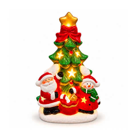 Lichtgevend keramieken kerstbeeldje van 26 cm met ledverlichting, 10 figuren