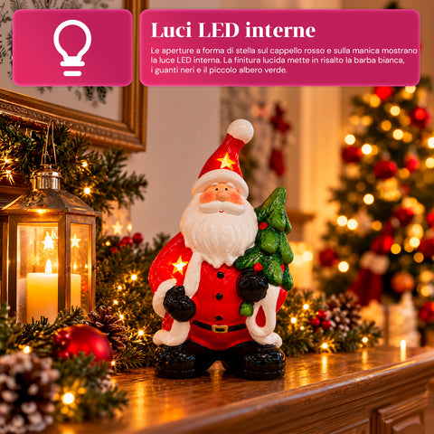Lichtgevend keramieken kerstbeeldje van 26 cm met ledverlichting, 10 figuren