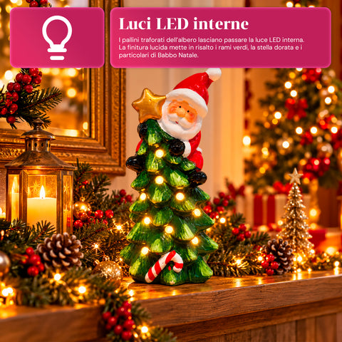 Lichtgevend keramieken kerstbeeldje van 26 cm met ledverlichting, 10 figuren