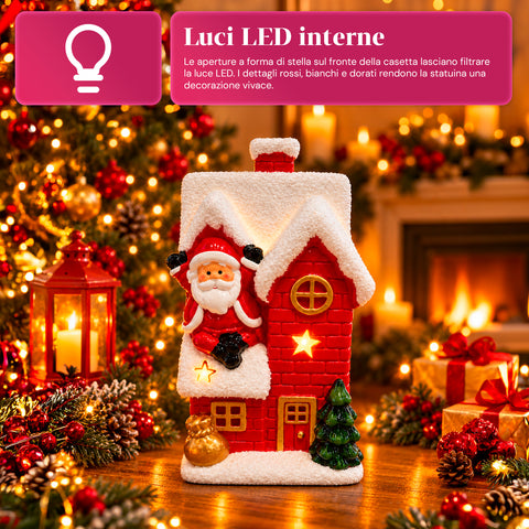 Lichtgevend keramieken kerstbeeldje van 26 cm met ledverlichting, 10 figuren