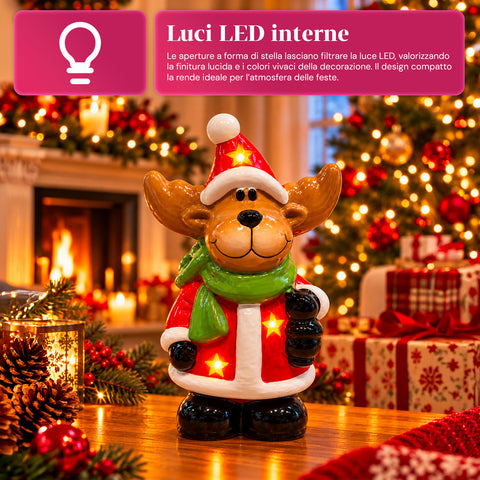 Lichtgevend keramieken kerstbeeldje van 26 cm met ledverlichting, 10 figuren