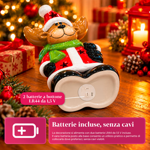 Lichtgevend keramieken kerstbeeldje van 26 cm met ledverlichting, 10 figuren