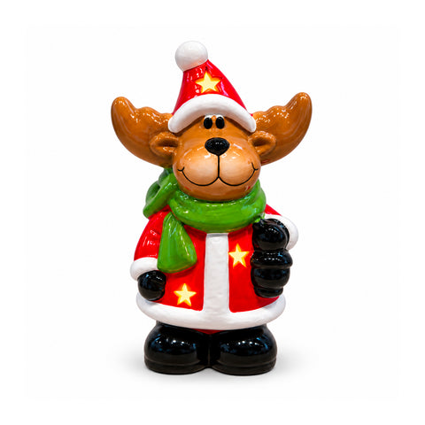 Lichtgevend keramieken kerstbeeldje van 26 cm met ledverlichting, 10 figuren