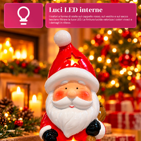 Lichtgevend keramieken kerstbeeldje van 26 cm met ledverlichting, 10 figuren