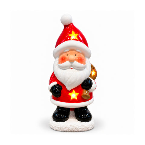 Lichtgevend keramieken kerstbeeldje van 26 cm met ledverlichting, 10 figuren