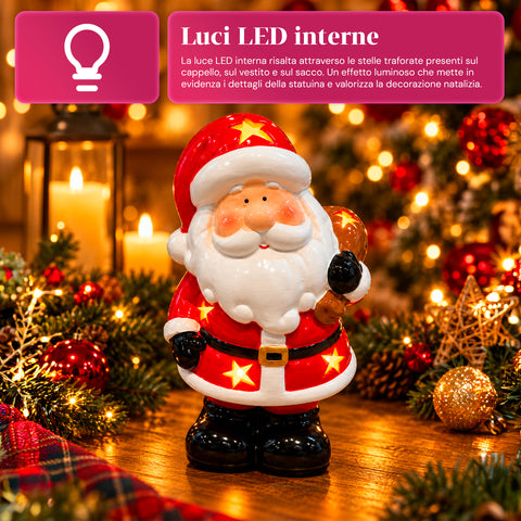 Lichtgevend keramieken kerstbeeldje van 26 cm met ledverlichting, 10 figuren