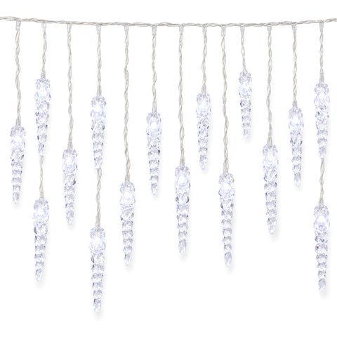 Kerstverlichtingsgordijn met ijspegels, 176 koudwitte leds, 225x140 cm