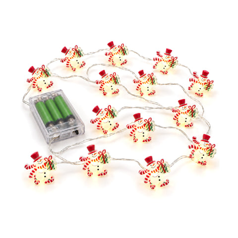 Batterijgevoed lichtsnoer met kerstfiguren, 20 mini-ledlampjes
