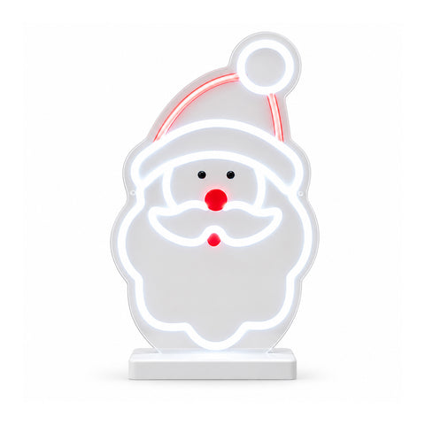 Lichtgevende neon-ledkerstman 25x40 cm, rood en wit licht