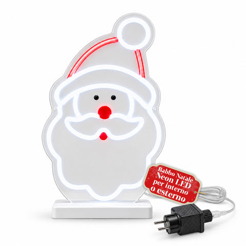 Lichtgevende neon-ledkerstman 25x40 cm, rood en wit licht