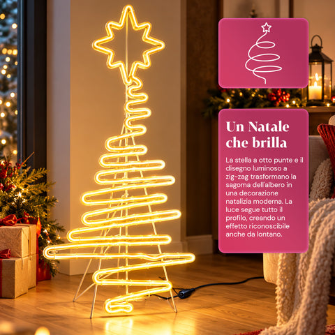 Lichtgevende neon-ledkerstboom 108 cm met ster, warmwit