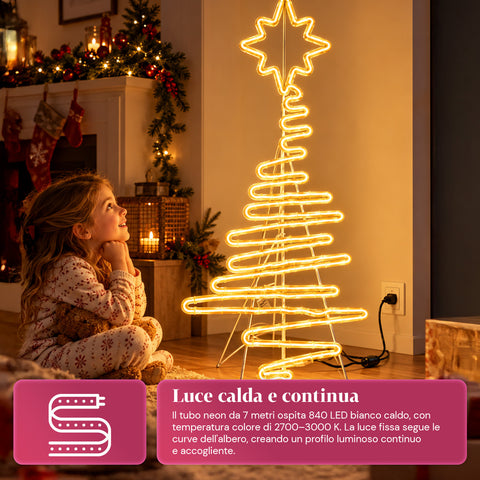 Lichtgevende neon-ledkerstboom 108 cm met ster, warmwit