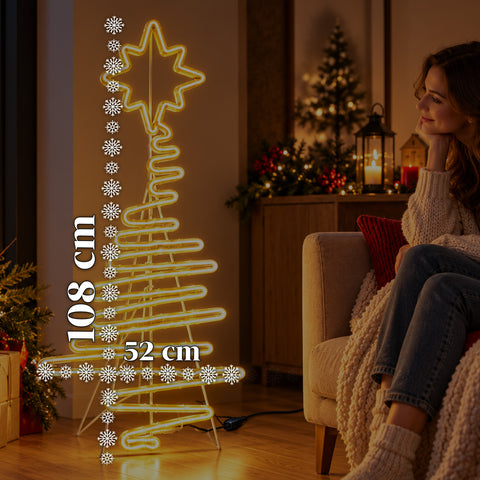 Lichtgevende neon-ledkerstboom 108 cm met ster, warmwit