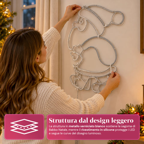 Lichtgevende neon-ledkerstman met bewegingseffect, 45x67,5 cm
