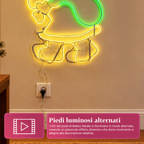 Lichtgevende neon-ledkerstman met bewegingseffect, 45x67,5 cm