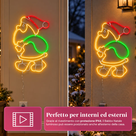 Lichtgevende neon-ledkerstman met bewegingseffect, 45x67,5 cm