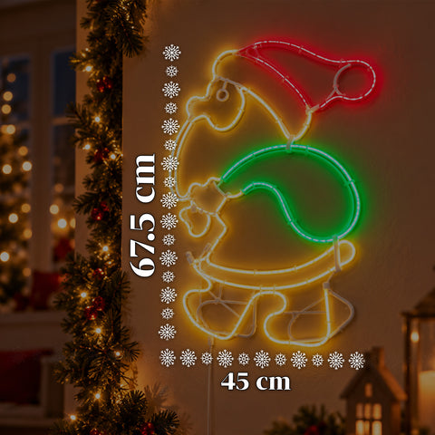 Lichtgevende neon-ledkerstman met bewegingseffect, 45x67,5 cm