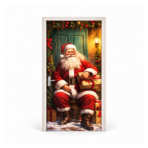 Versierde kerstdeurhoes, deurstof 90x220 cm, 8 patronen, kerstdecoratie met digitale print