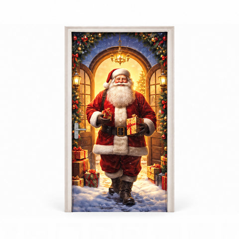 Versierde kerstdeurhoes, deurstof 90x220 cm, 8 patronen, kerstdecoratie met digitale print