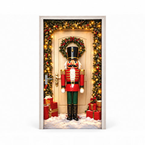 Versierde kerstdeurhoes, deurstof 90x220 cm, 8 patronen, kerstdecoratie met digitale print