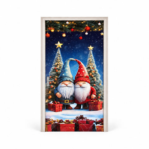 Versierde kerstdeurhoes, deurstof 90x220 cm, 8 patronen, kerstdecoratie met digitale print