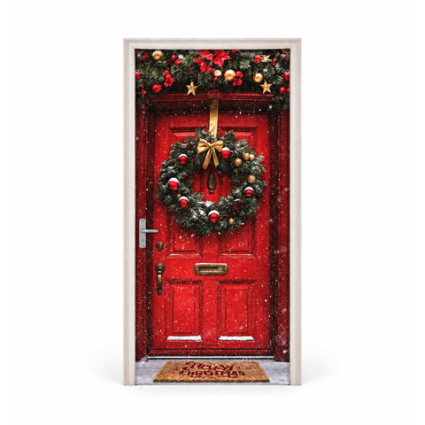 Versierde kerstdeurhoes, deurstof 90x220 cm, 8 patronen, kerstdecoratie met digitale print