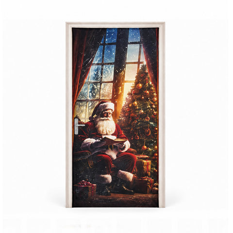 Versierde kerstdeurhoes, deurstof 90x220 cm, 8 patronen, kerstdecoratie met digitale print