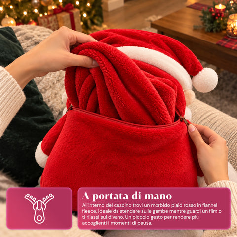 Kerstkussen met plaid van 60x90 cm en handwarmer 3-in-1, verkrijgbaar met 3 personages