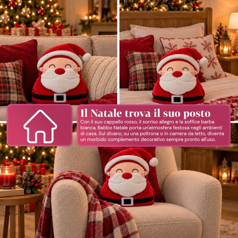 Kerstkussen met plaid van 60x90 cm en handwarmer 3-in-1, verkrijgbaar met 3 personages