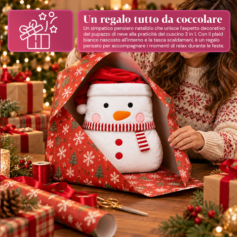 Kerstkussen met plaid van 60x90 cm en handwarmer 3-in-1, verkrijgbaar met 3 personages