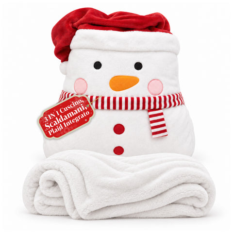 Kerstkussen met plaid van 60x90 cm en handwarmer 3-in-1, verkrijgbaar met 3 personages