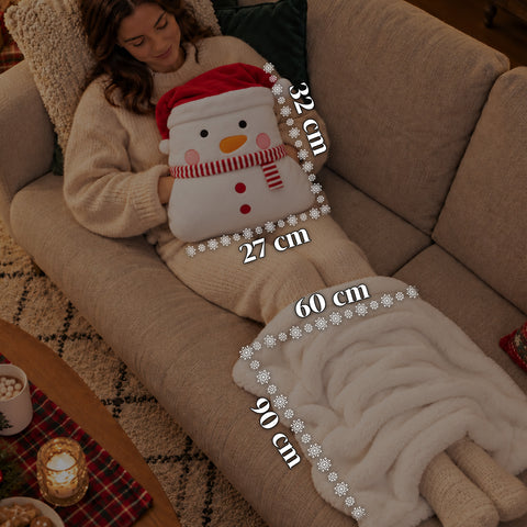 Kerstkussen met plaid van 60x90 cm en handwarmer 3-in-1, verkrijgbaar met 3 personages