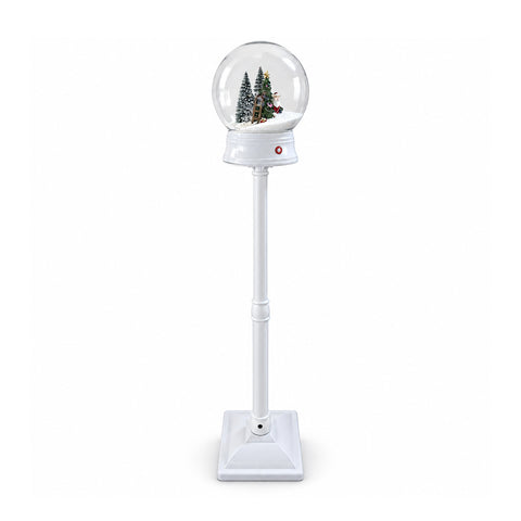 Kerstlantaarnpaal met vallende sneeuw, muziek en ledverlichting – 3 varianten: witte of rode bol van 150 cm en brievenbus van 160 cm