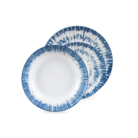 Set Piatti Porcellana 18 Pezzi Iride Azzurro e Bianco con Design Elegante