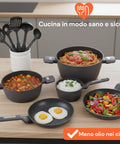 Batteria da Cucina Completa 13 Pezzi in Vari Colori con Mestoli Inclusi